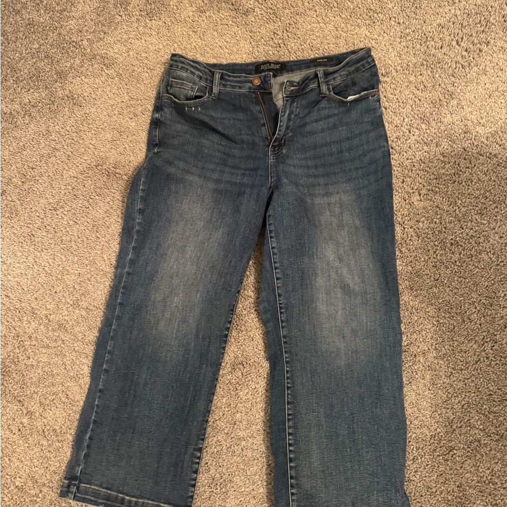 Judy Blue dark crop Wide Leg Jeans size 11 STRETCH